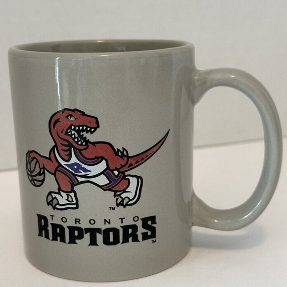 Toronto Raptors Coffee Mug Cup, NBA Grey w/Logo Red Purple VINTAGE - Picture 1 of 9